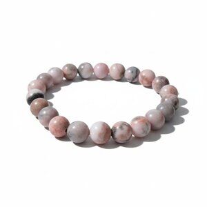 Ash & Sea Pink Zebra Jasper Beaded Bracelet 8mm For Relaxation & Emotional Calmn